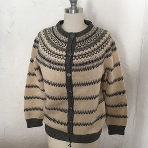 Vintage hand knit fair isle wool cardigan M
